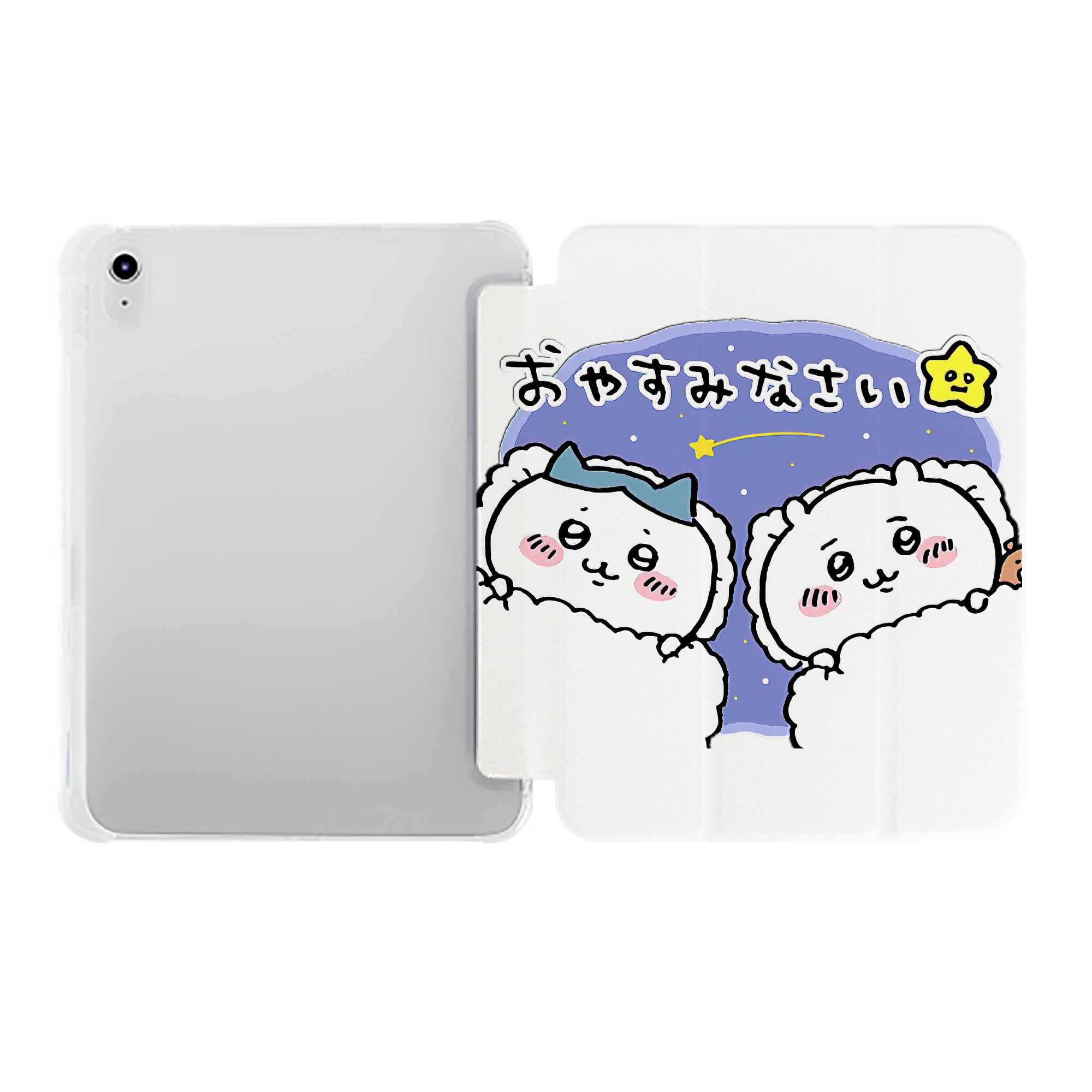 （画像用） ちいかわ ハチワレ Chii-kawa hachiware IPad ケース ペン収納付き 三つ折りスタンド PUレザー×シリコン 対応機種9.5/10.5/10.9インチ